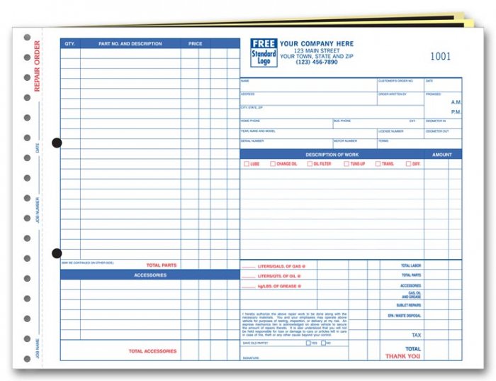 655, Repair Orders, Garage, Carbon, 3pt QTY. 250