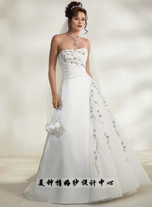 New sexy Prom/Ball/Evening strapless white WeddingDress Custom Size voile&satin W002-41