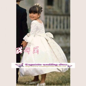 A-line Around-neck Knee-Length Flower Girl Dress Custom Size WG004-10