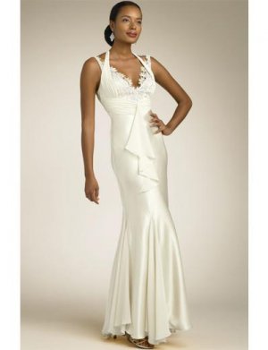 Mermaid Halter Top Floor-length Satin wedding dress for brides 2010 style(2009cwd0661)