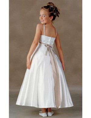 A-Line Square Tea-length Satin Flower girls dress 2010 Style(FGD0001)