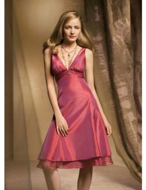 A-Line/Princess V-neck knee-length Satin Bridesmaid dress for brides new Style(BDS0033)