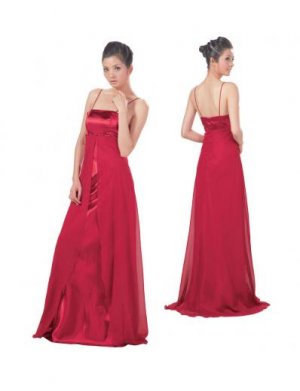 Empire spaghetti straps Sweeping Train Satin Bridesmaid dress for brides new Style(BMD0095)