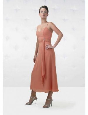 A-Line/Princess Spagetti Straps Tea-Length Chiffon Bridesmaid Dresses for brides new Style(BD0147)