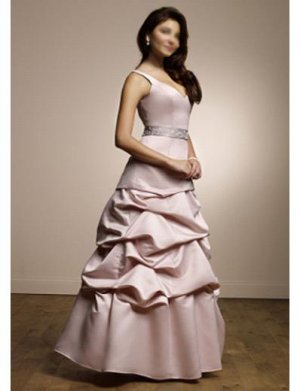 A-Line V-neck Floor Length Satin Prom Dress(PDS0082) for Women's Clothing