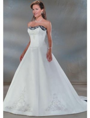 A-Line/Princess Strapless Cathedral Train Satin wedding dress for brides gowns new style(WDA0037)