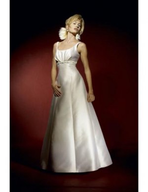 A-Line/Princess Scoop Floor-Length Satin wedding dress for brides gowns new style(WDA0608)