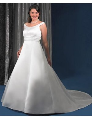 A-Line/Princess Scoop Chapel Train Stain wedding dress for brides gowns new style(WDA0269)