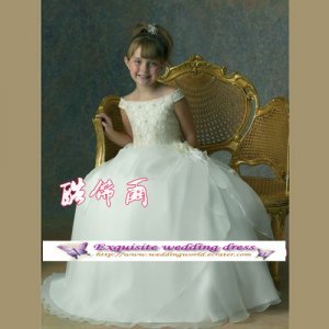 rush order A-line Off the Shoulder-neck floor-Length Organza Flower Girl Dress Custom Size WG004-12