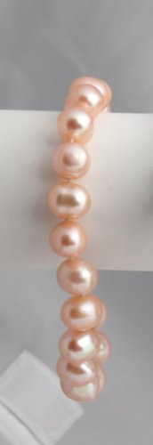 10-12 mm Peach Pearl Bracelet 7"" with 1"" extender
