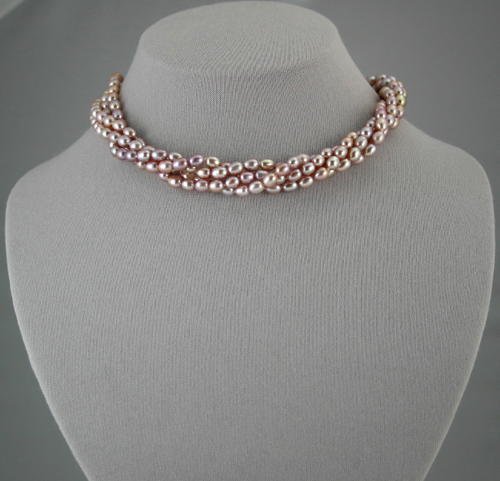 4-strand freshwater Pearl necklace. Lavender