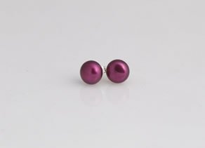 8-9 mm Magenta Pearl Stud Earrings
