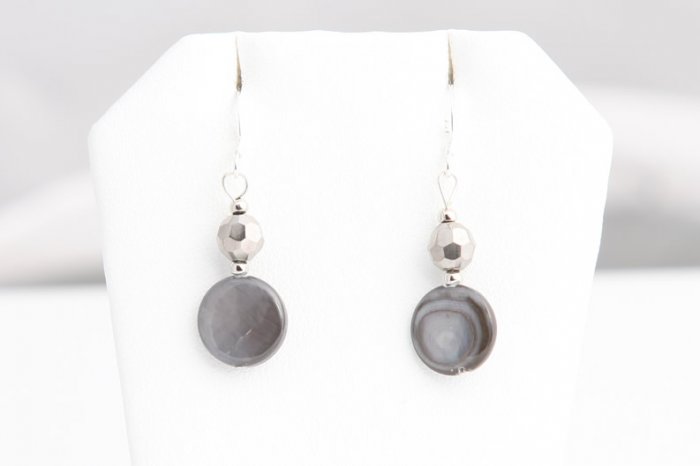 Black Pearl Shell and bead earrings