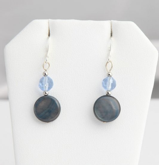Blue Pearl Shell and bead earrings