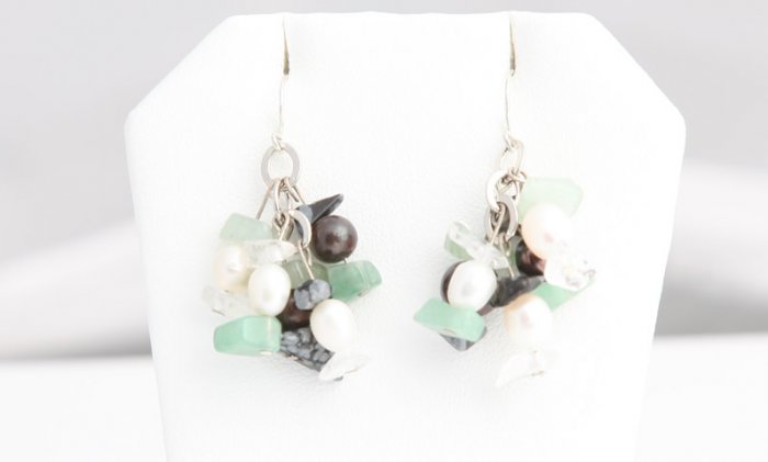 Double Drop Black and White Pearl Earrings