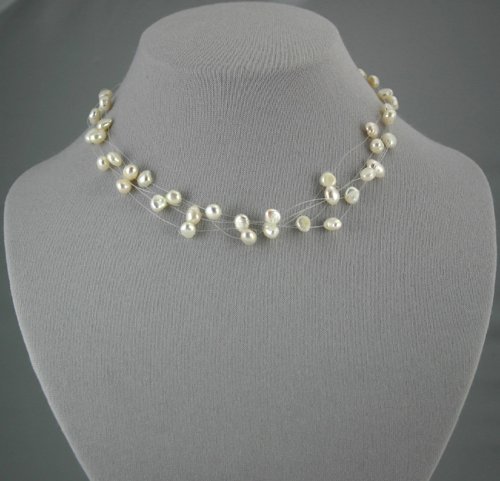 Floating White Pearl Necklace