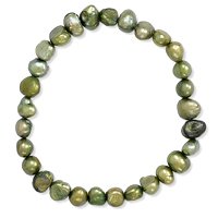 Green Freshwater Pearl Stretch Bracelet