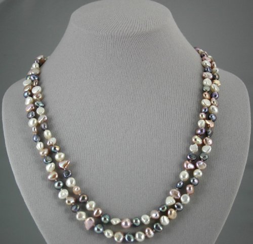 Lavender, Silver and White Pearl Necklace