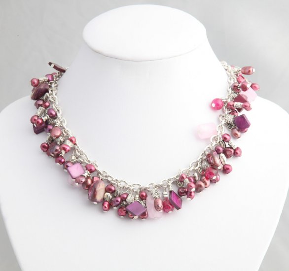 Magenta Pearl Roxanne Necklace