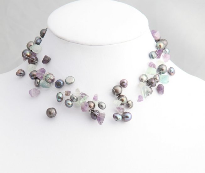 Mixed Media Black Pearl Necklace