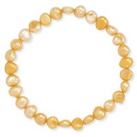 Orange Freshwater Pearl Stretch Bracelet