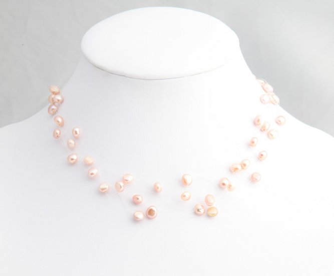 Peach Floating Pearl Necklace