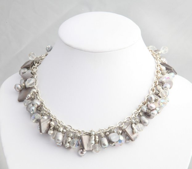 Silver Pearl Roxanne Necklace