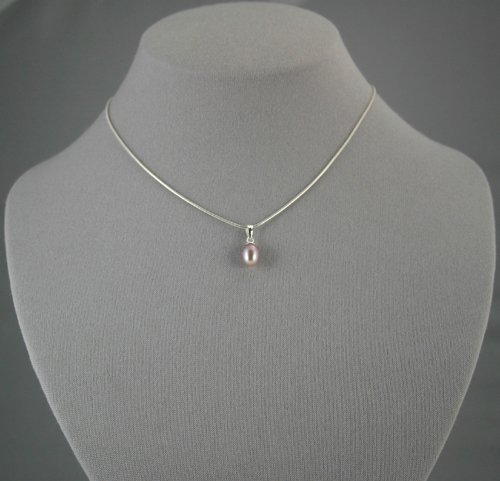 Single Drop Lavender Pearl Pendant 18 inch