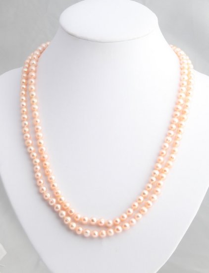 Single Strand 6.5-7.5mm peach pearls, 46"" necklace