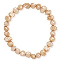 Tan Freshwater Pearl Stretch Bracelet