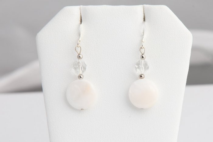 White Pearl Shell and bead earrings