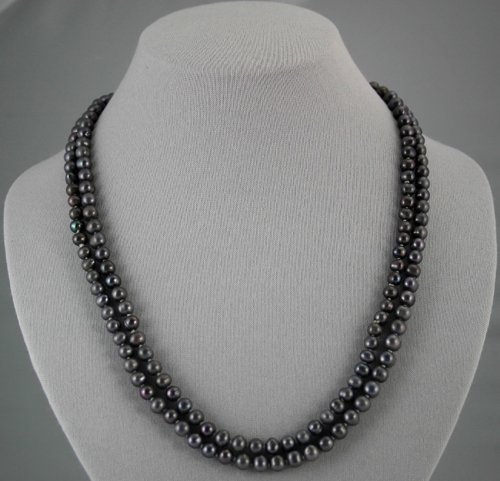 Single Strand 6.5-7.5mm black pearls, 46"" necklace