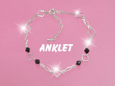 Jet Swarovski Crystal Anklet
