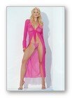 2 Pc. Mesh long sleeved coat with G-String-Lingerie