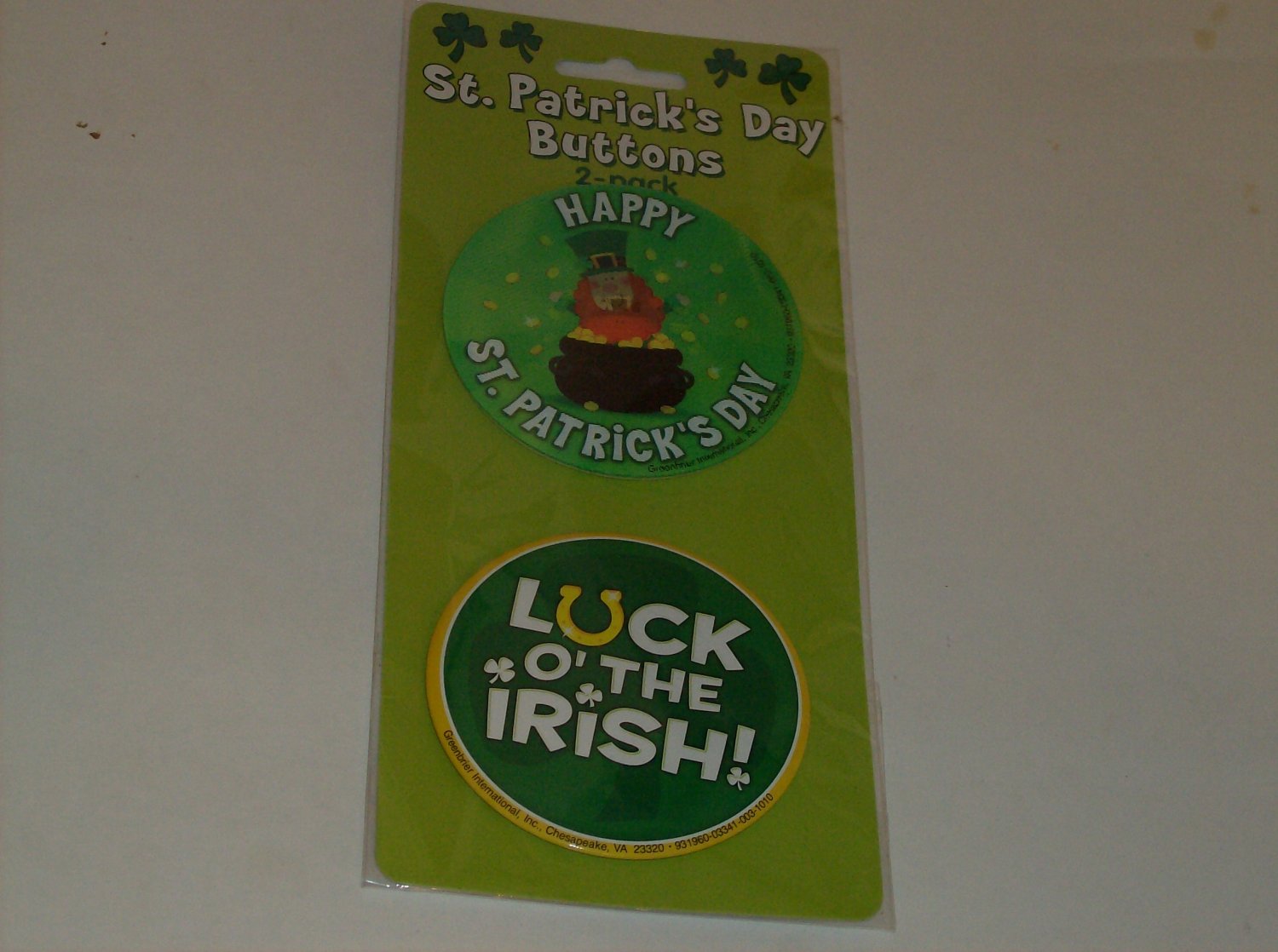 BRAND NEW TWO FUN ST PATRICKS DAY BUTTONS