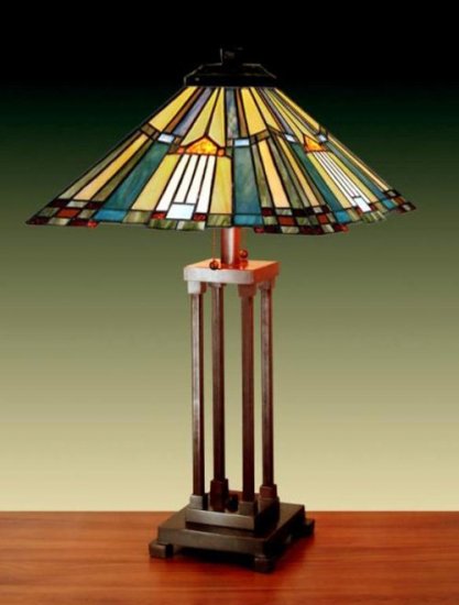 Handcrafted Fantastic Mission Tiffany Style Table Lamp