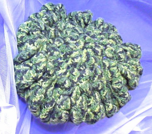 Slouchy Green French Beret Crocheted Tam
