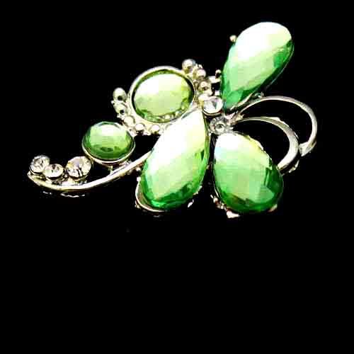 Fashion Rhinestone Green Crystal Pin Brooch