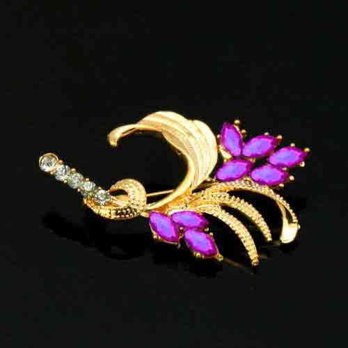 New Lady Gold Plate wheat ear crystal Pin Brooch