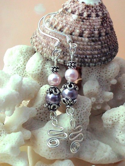 Handmade Bali beads Wire Free Form Earring