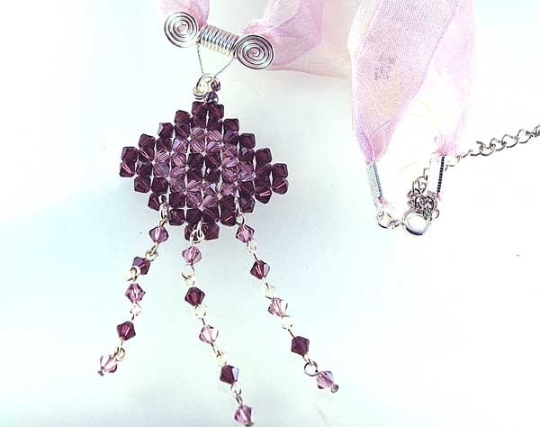 Handmade Crystal Beads Wire Necklace (Dusty Rose)