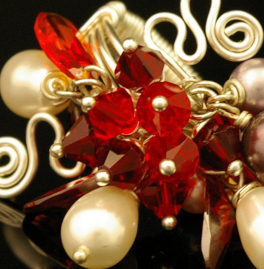 Handmade Wire free form Ring (Scarlet)