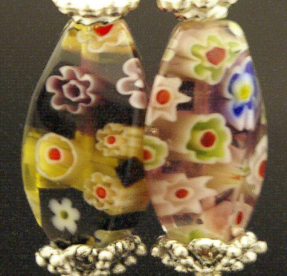 Handmade Lamp work Earrings with Bali Beads (Earth)
