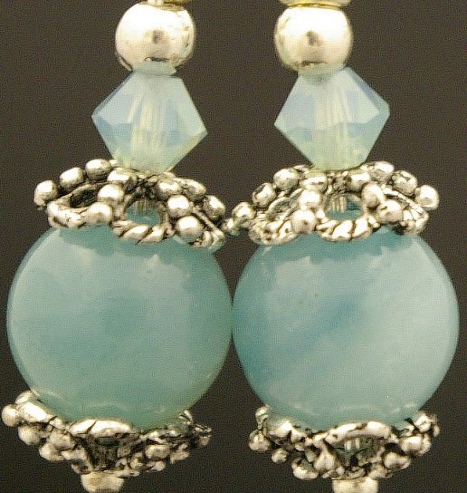 Handmade Wire Earrings With Jade beads & Bali beads (Dangy Jade)