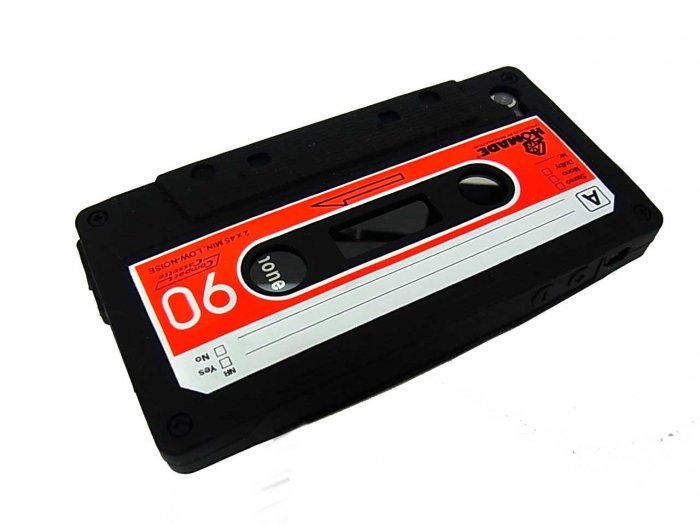 Cassette Tape Silicone Skin Case Cover for Apple iPhone 4 4G 4S Black