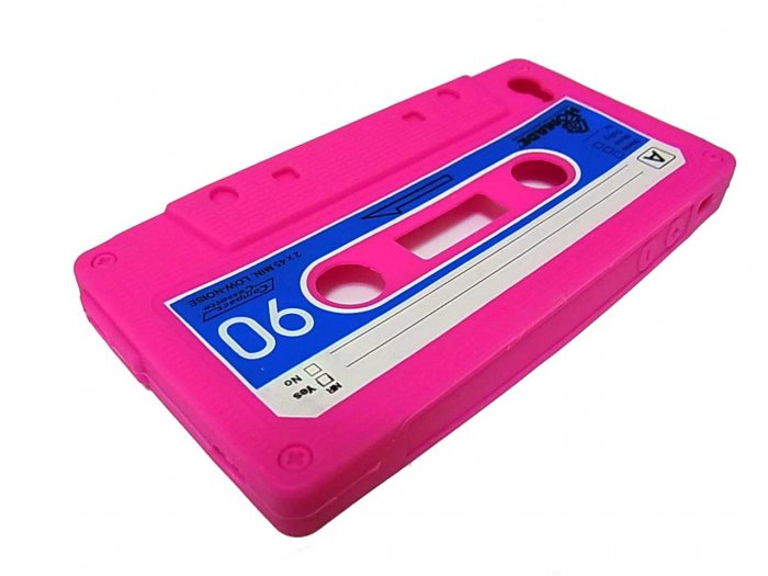 Cassette Tape Silicone Skin Case Cover for Apple iPhone 4 4G 4S Pink