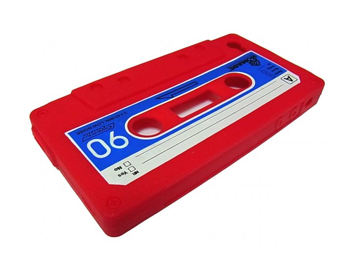 Cassette Tape Silicone Skin Case Cover for Apple iPhone 4 4G 4S Red