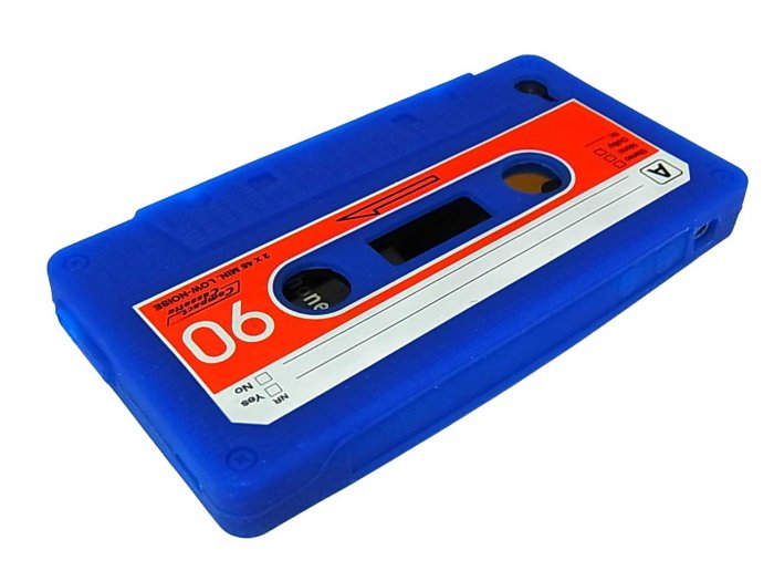 Cassette Tape Silicone Skin Case Cover for Apple iPhone 4 4G 4S Blue