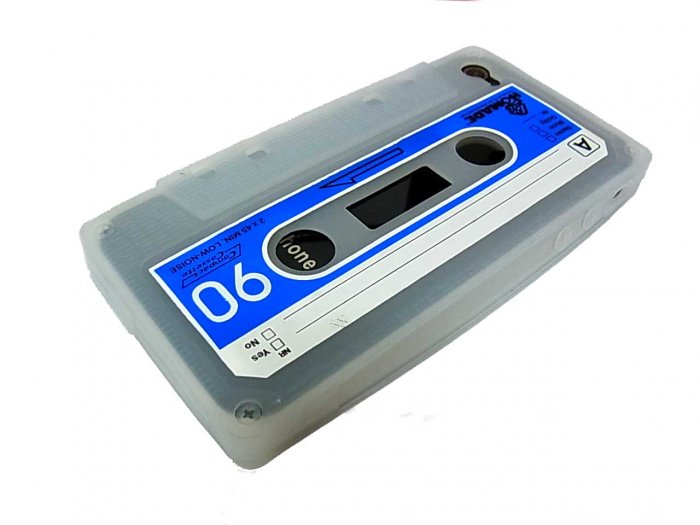 Cassette Tape Silicone Skin Case Cover for Apple iPhone 4 4G 4S White