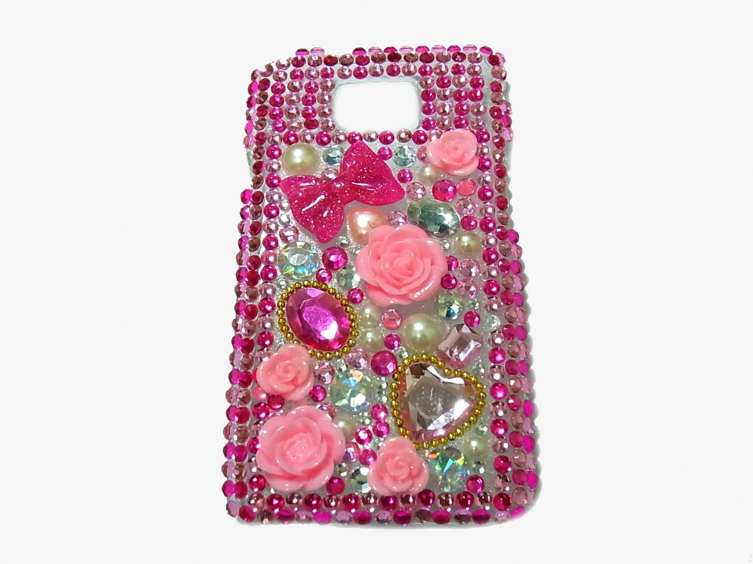 Bling Rhinestone Crystal Dark Pink Flower Case Cover for Samsung i9100 Galaxy S 2 II